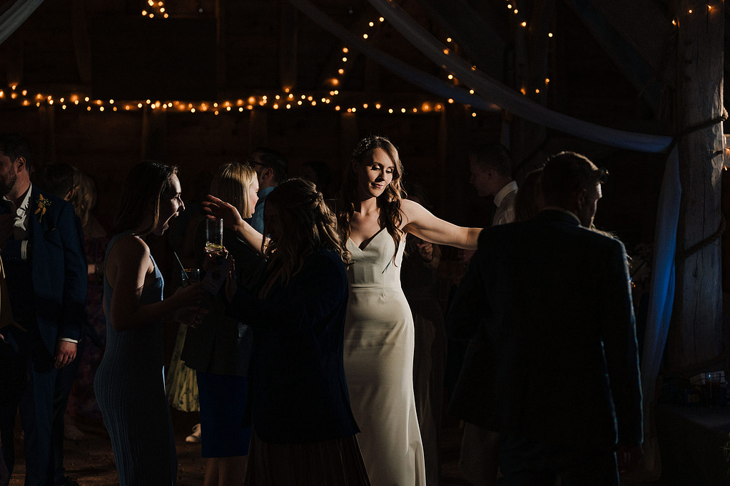 bride on the dance floor at Gildings Barns