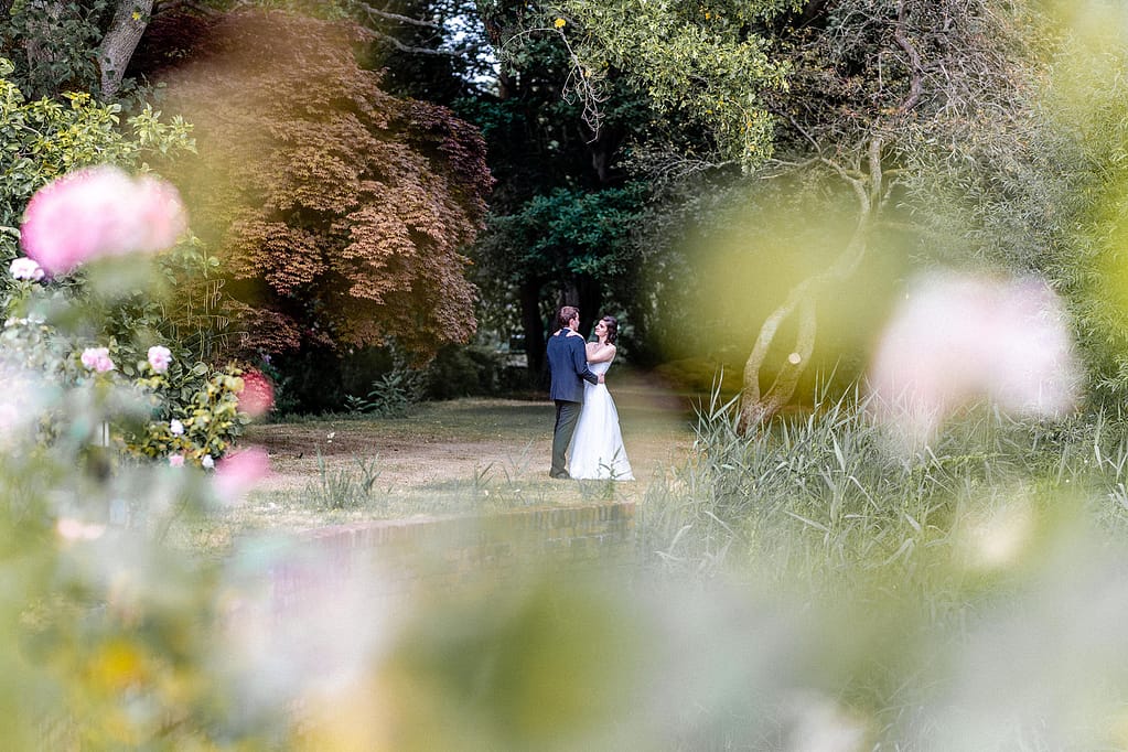 outdoor portrait of couple at the mill at Elstead