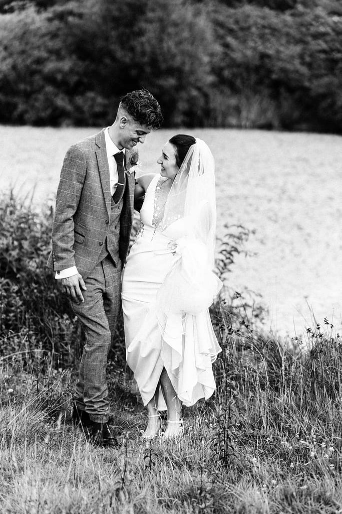 couple portrait in black and white at Bower Hill Farm