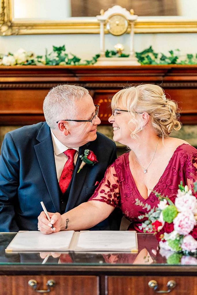 signing a marriage certificate Leatherhead registry office