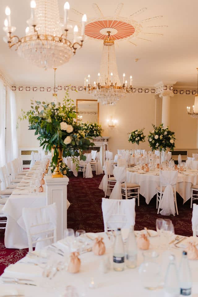 wedding reception room at buxted park hotel