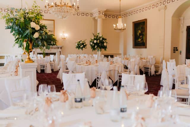 wedding reception room at buxted park hotel