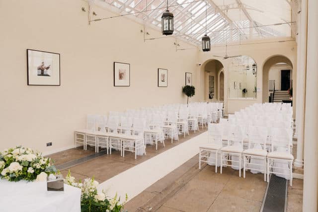 wedding ceremony room at buxted park hotel