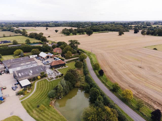 Aerial photo of Stokes Farm Barn