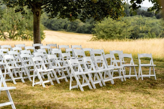 outside ceremony setup at Hillfields Farm Wedding Venue